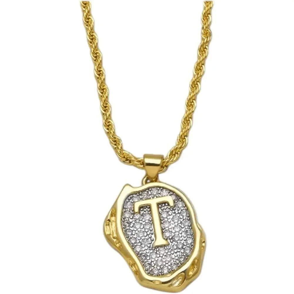 Gold Plated and Silver Initial T Pendant Necklace
